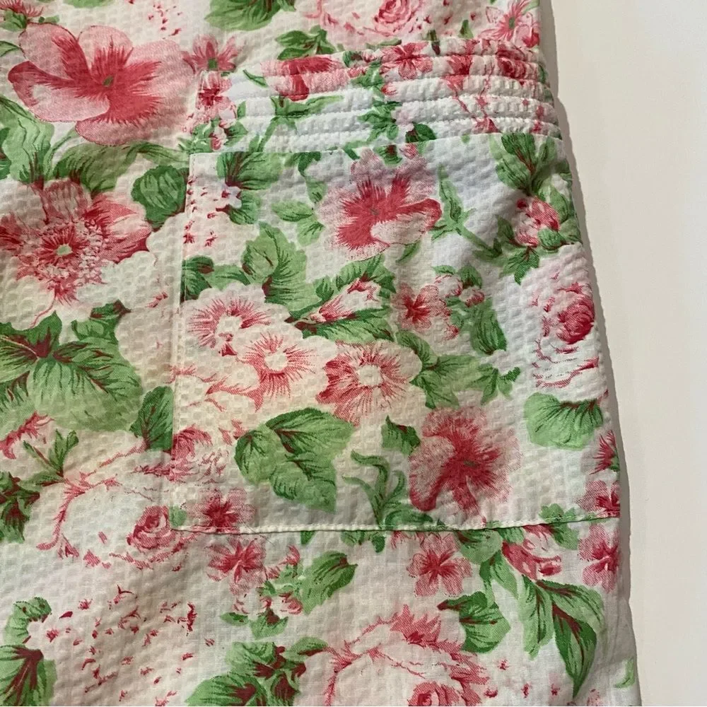 Vintage Chandio Floral Short Sleeve Midi Lenghth Button Front House Dress Size M